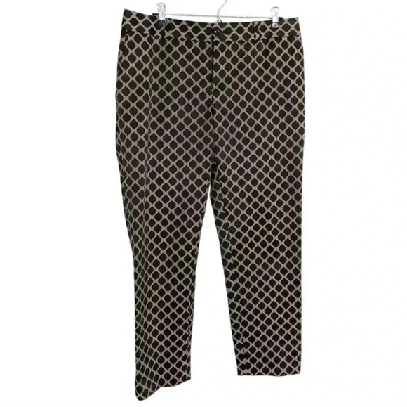 Banana Republic Camden-Fit Jacquard Ankle Pant Beige Black Straight Women's 10 - Picture 2 of 12